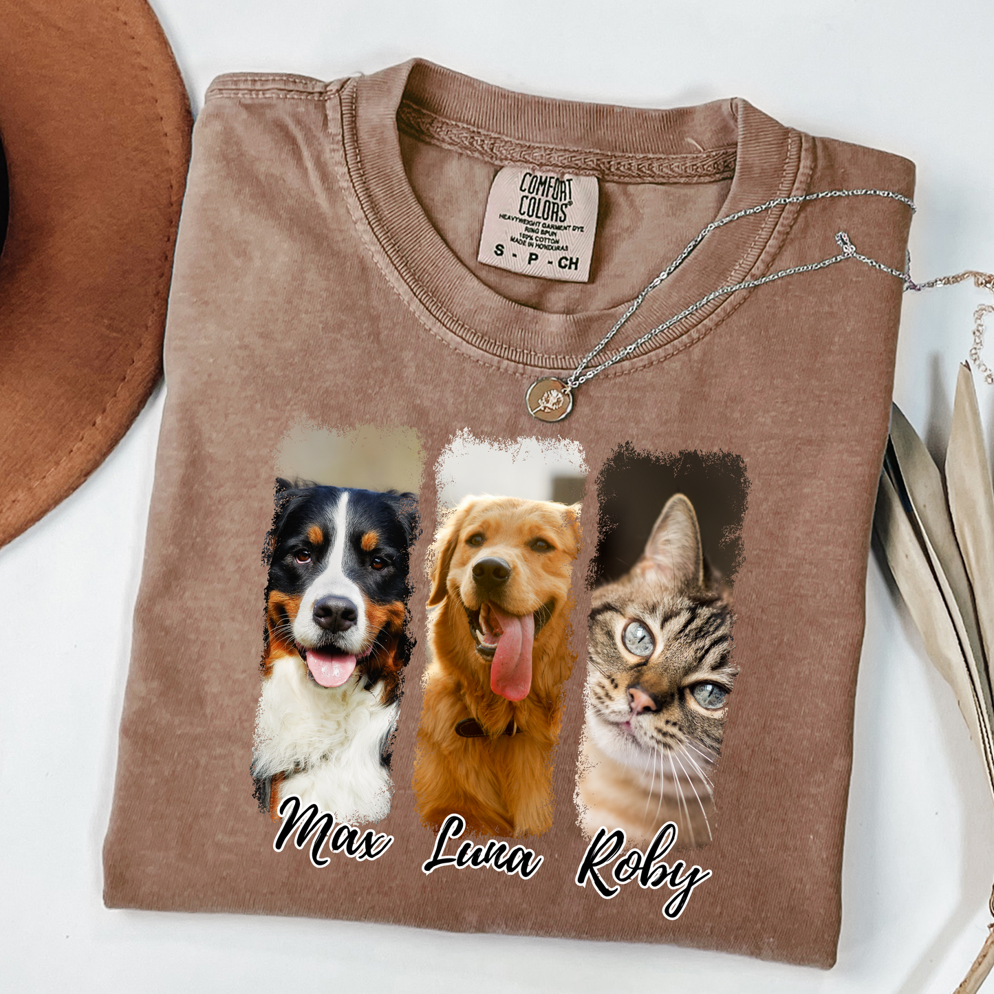 Custom Brushstroke Pet Photo & Name Unisex T-Shirt – Personalized Just for You