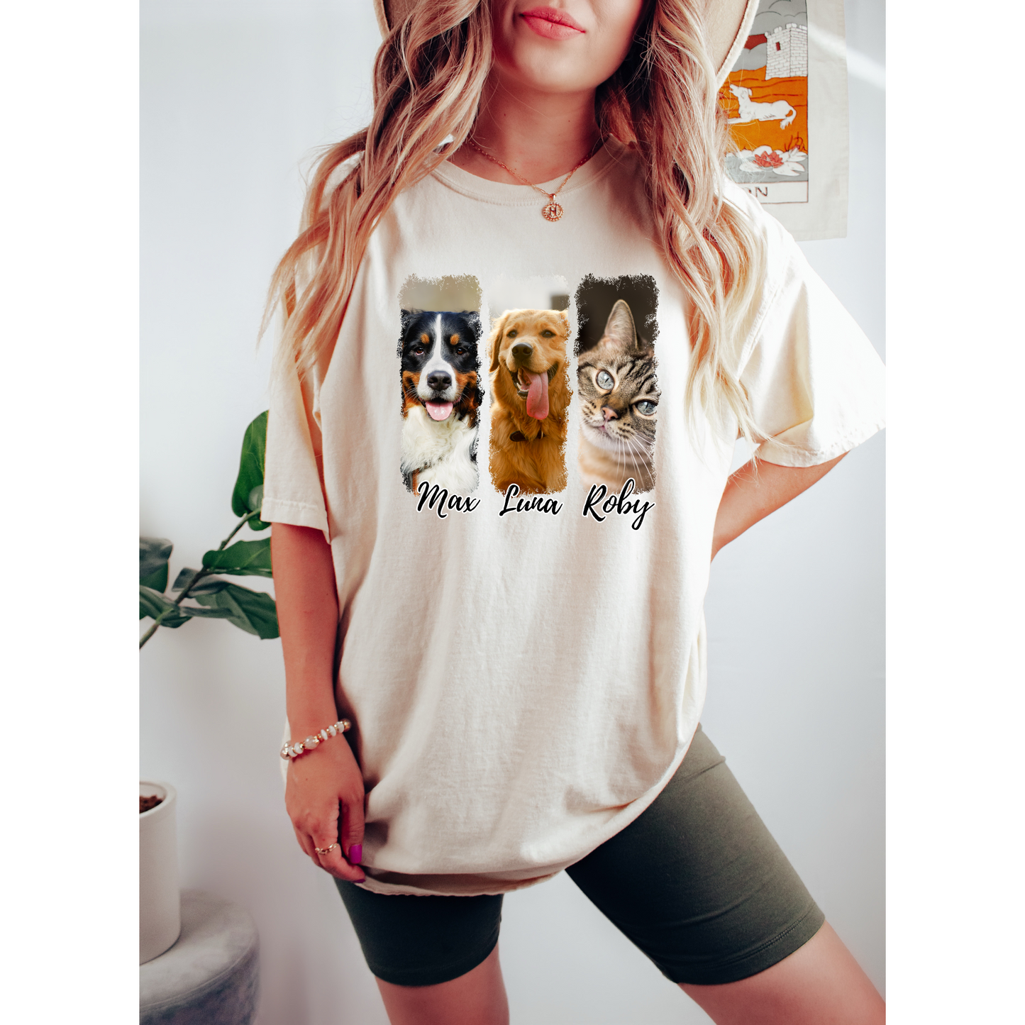 Custom Brushstroke Pet Photo & Name Unisex T-Shirt – Personalized Just for You