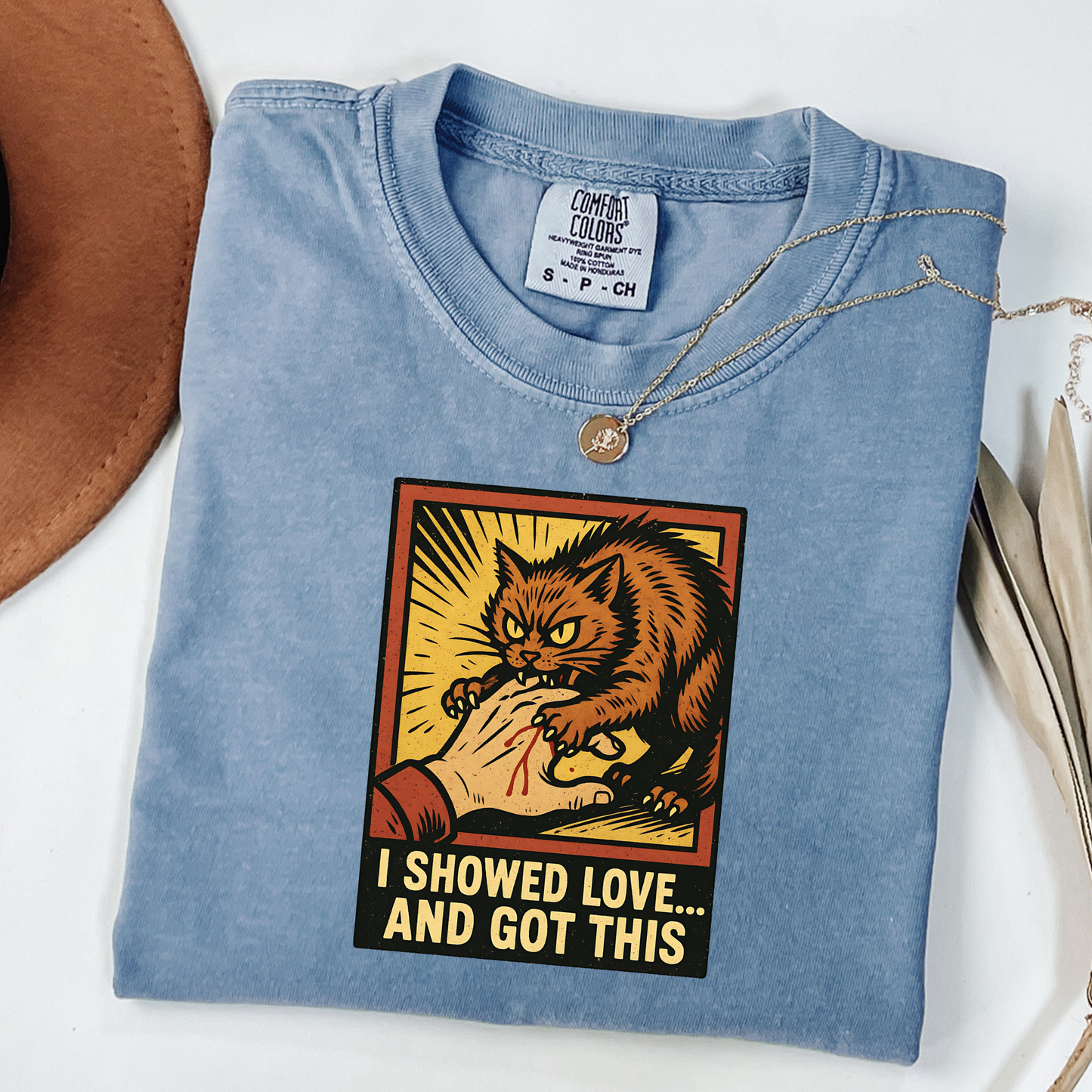 "I Showed Love... And Got This" Vintage Angry Cat T-Shirt Unisex