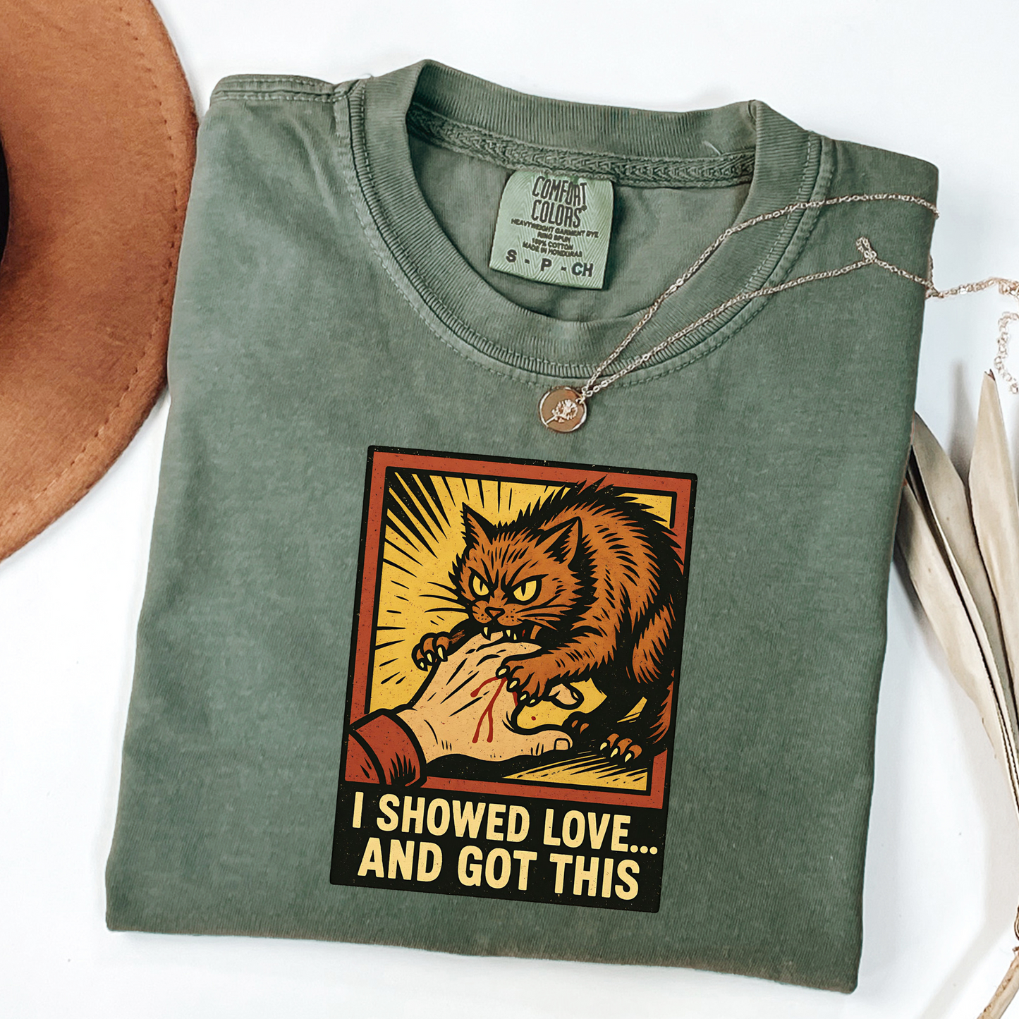"I Showed Love... And Got This" Vintage Angry Cat T-Shirt Unisex