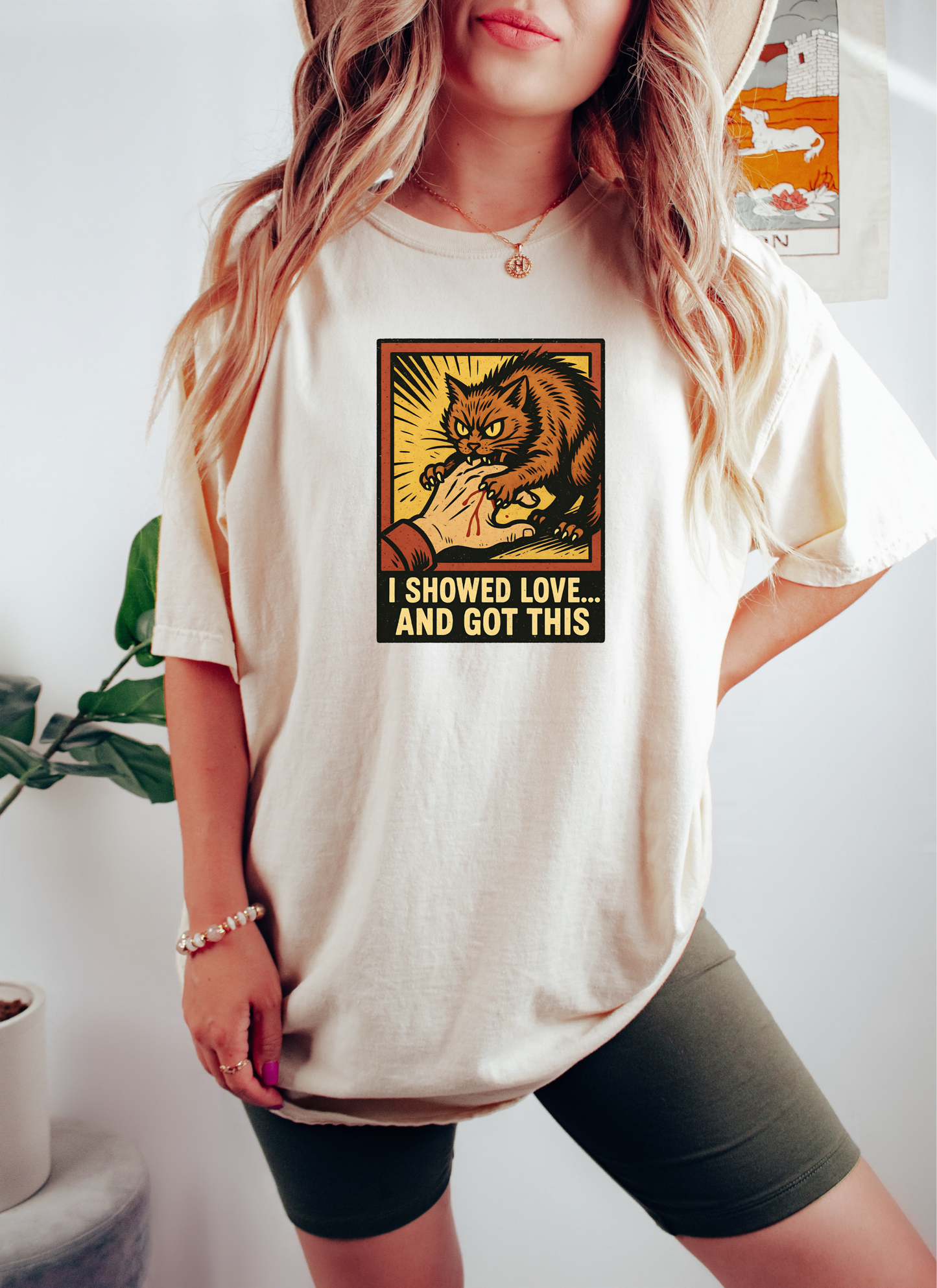"I Showed Love... And Got This" Vintage Angry Cat T-Shirt Unisex