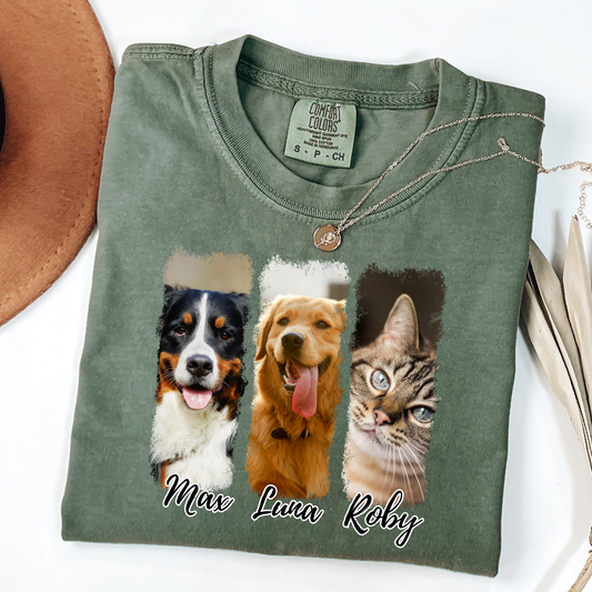 Custom Brushstroke Pet Photo & Name Unisex T-Shirt – Personalized Just for You