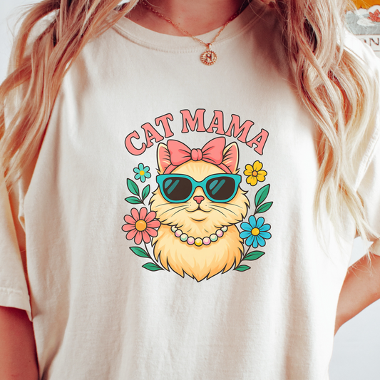 Cat Mama T-Shirt – Cute Retro Cat Lover Tee for Women & Pet Parents
