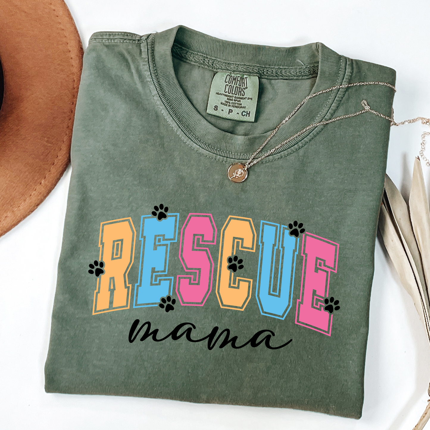 Rescue Mama T-Shirt | Unisex Garment-Dyed Tee for Pet Lovers, Animal Rescue Support, Gifts for Dog Moms