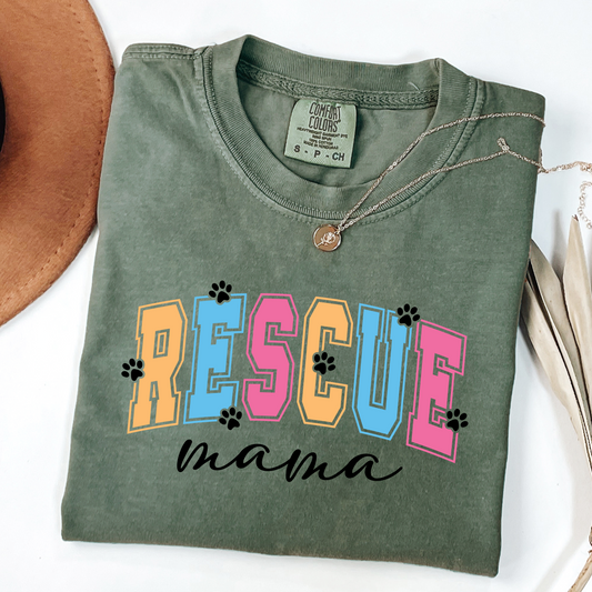 Rescue Mama T-Shirt | Unisex Garment-Dyed Tee for Pet Lovers, Animal Rescue Support, Gifts for Dog Moms