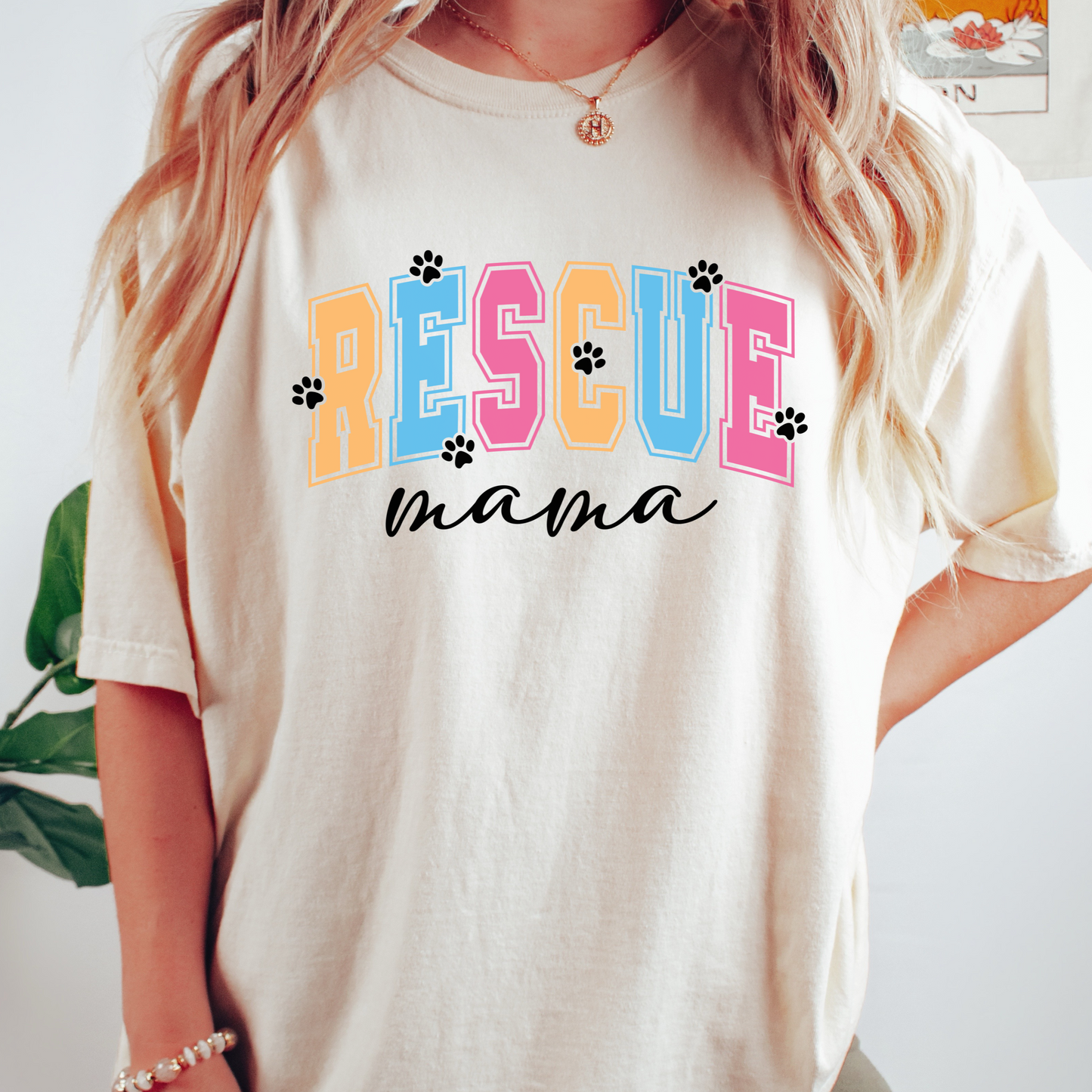 Rescue Mama T-Shirt | Unisex Garment-Dyed Tee for Pet Lovers, Animal Rescue Support, Gifts for Dog Moms