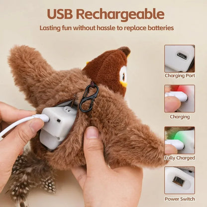 Interactive Bird Toy, Rechargeable Chirping Flapping Bird