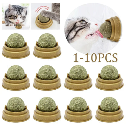 1-10PC Pet Catnip Toys Edible Catnip Ball