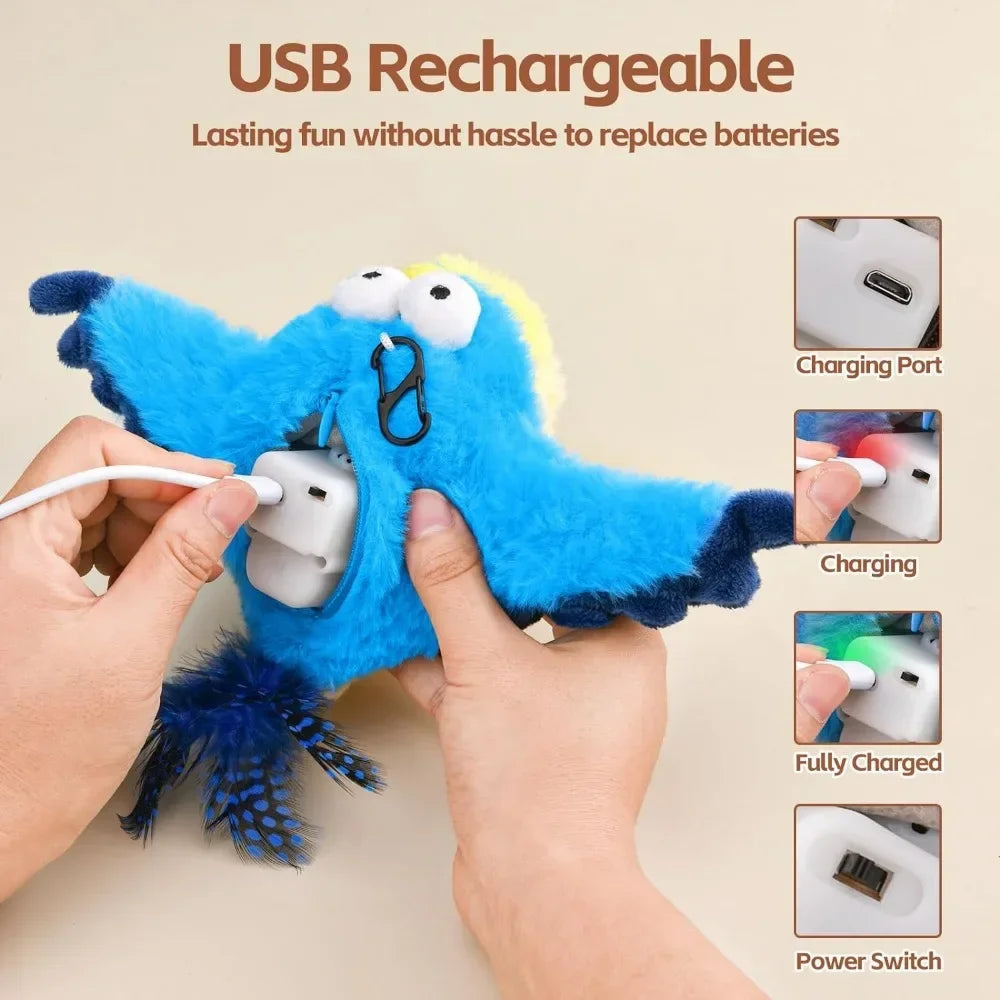 Interactive Bird Toy, Rechargeable Chirping Flapping Bird