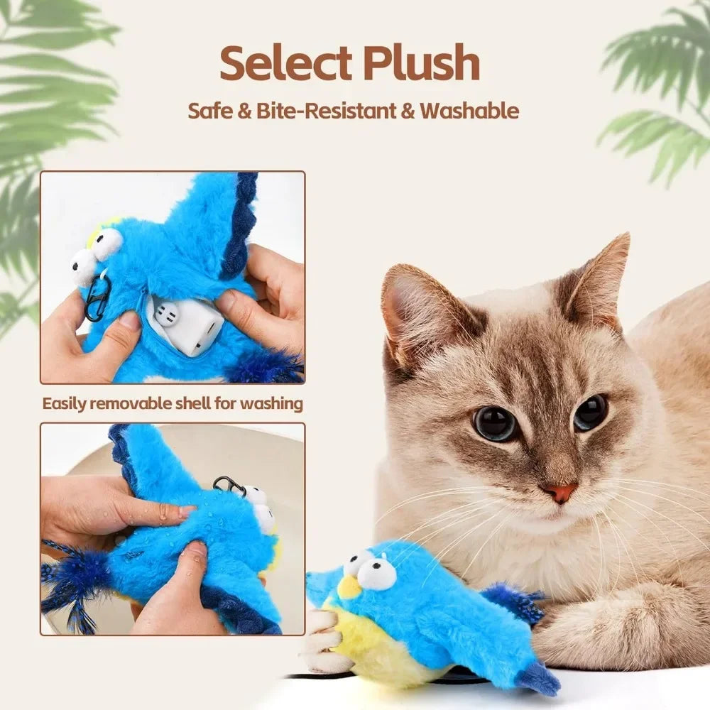 Interactive Bird Toy, Rechargeable Chirping Flapping Bird