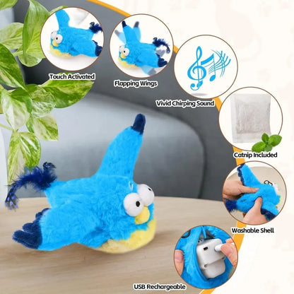 Interactive Bird Toy, Rechargeable Chirping Flapping Bird