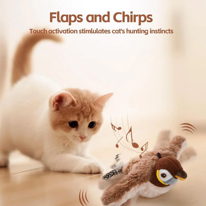 Interactive Bird Toy, Rechargeable Chirping Flapping Bird